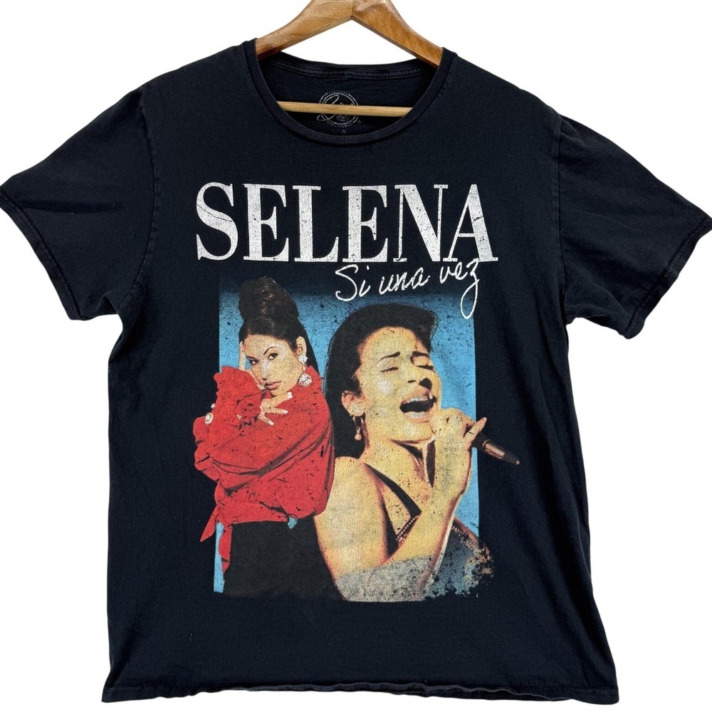 Selena Shirt‎ Mens Medium Black Si Una Vez Tejano Latin Music Graphic Tee Pop